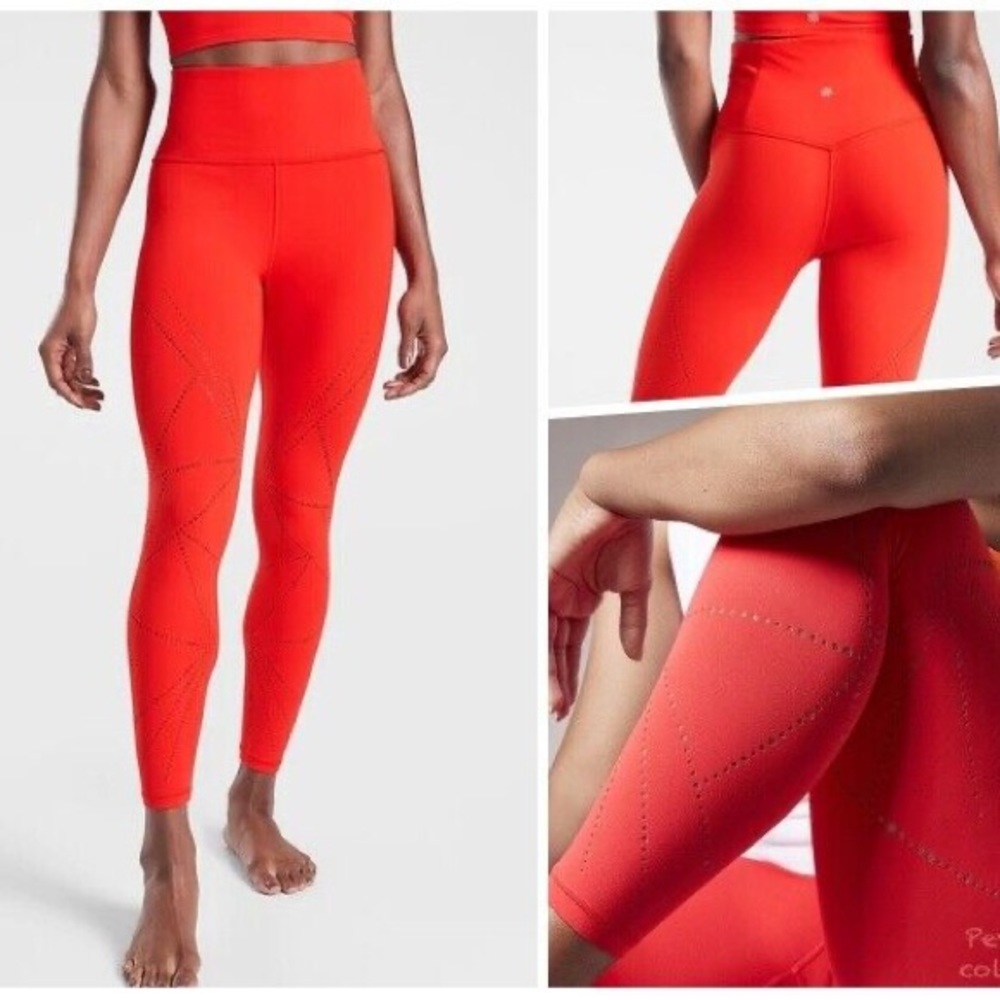 Athleta Red Lasercut Elation 7/8 Tight/Leggings XSP (petite)